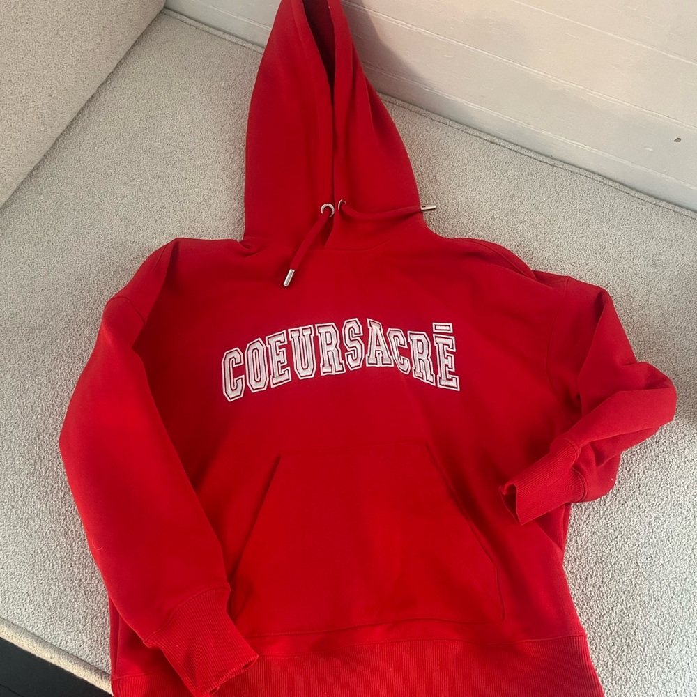 Ami Paris Coeur Sacre Red Hoodie Sweatshirt XXS Unisex